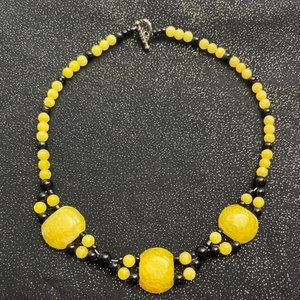 Dyed Quartz and Onyx Artisan Necklace